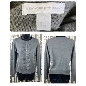 New York & Company Grey Cardigan Sweater sz S